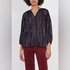 Apiece Apart Isla Metallic Stripe Blouse